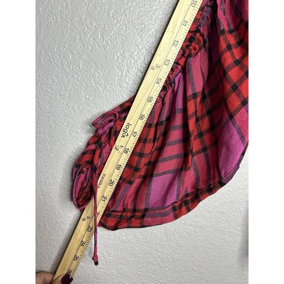 Free People Pacific Dawn Plaid Wool Blend Shirt Drawstring Waist Snap Front Med - Picture 8 of 10